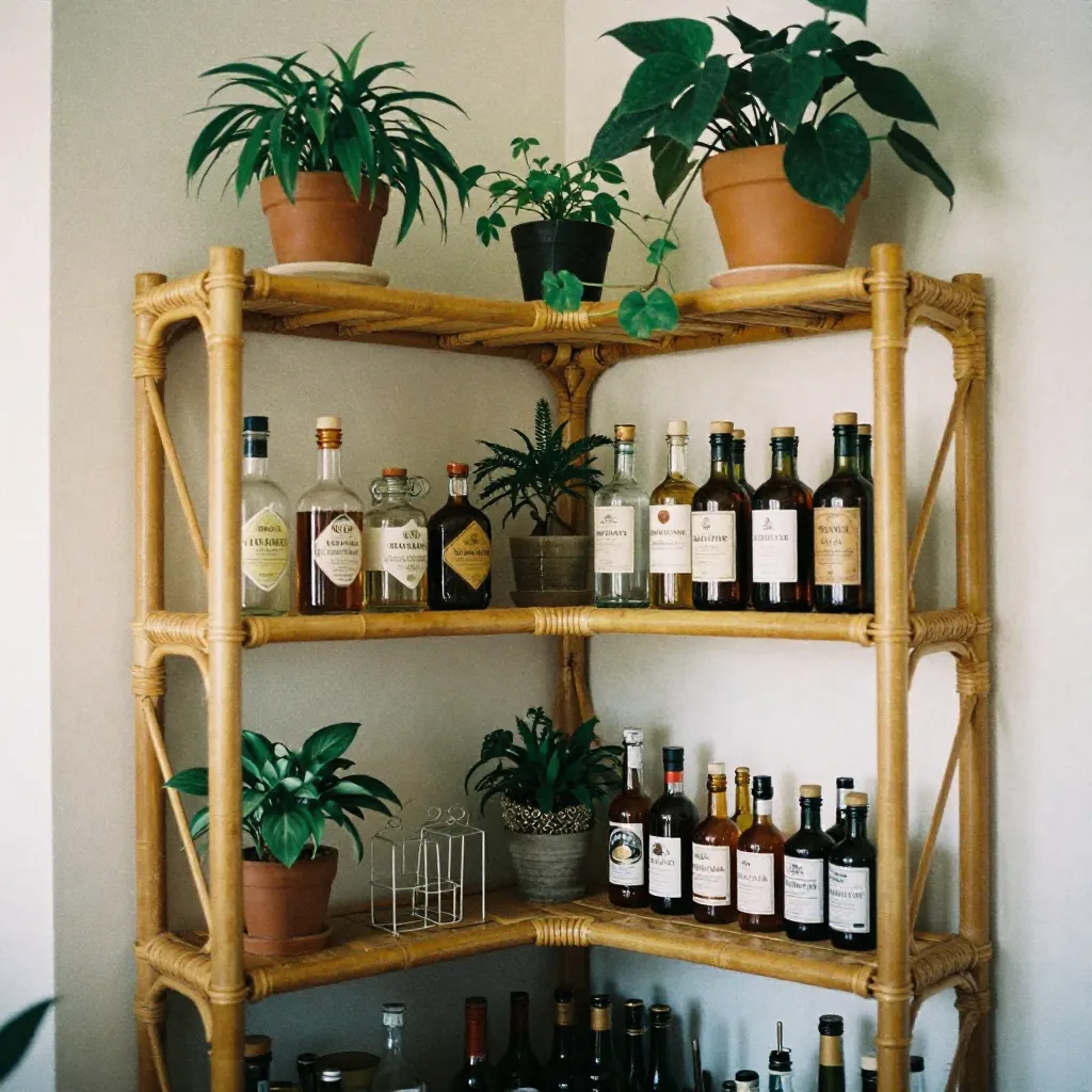 Compact home bar corner with minimalist design
